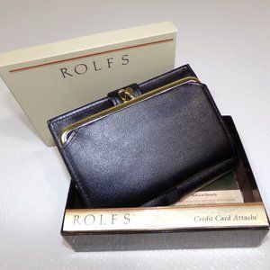Rolfs vintage square women's wallet coin purse black NEW cowhide leather